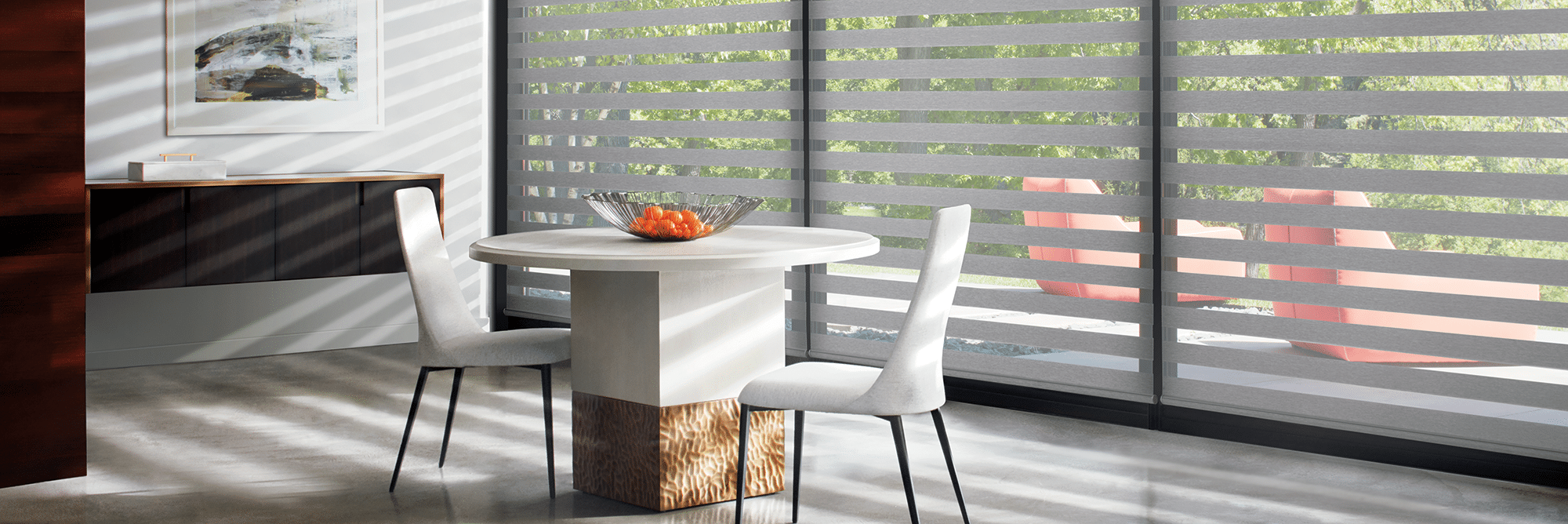 fort collins window coverings from hunter douglas in bright dining area